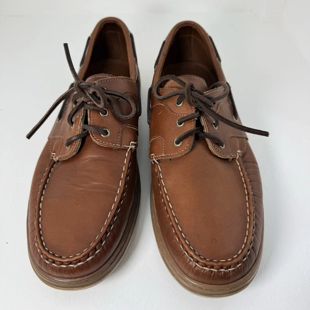 Allen Edmonds Eastport Boat Shoes Men's 13 D Brown Leather Lace Up Loafer